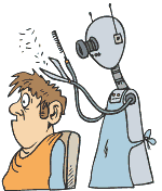 Robot Clipping Man's Hair