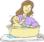 Mom Bathing Baby