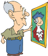 Old Patriot admiring portrait of George Washington